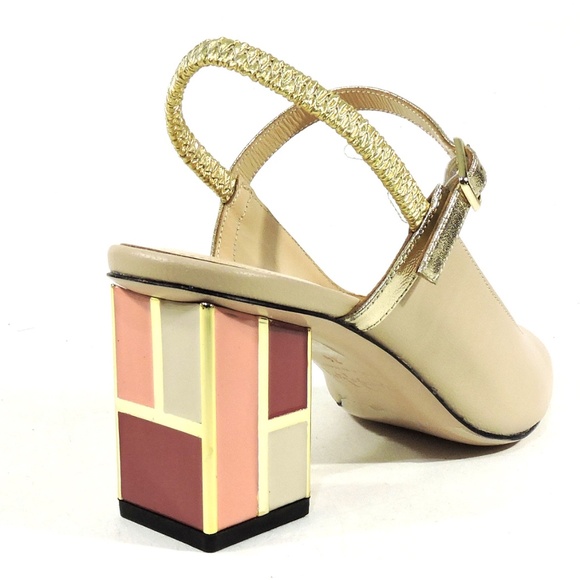ALESSANDRO DI MARIA 🇮🇹 WOMEN BEIGE LEATHER SUMMER SANDALS - Picture 5 of 8